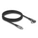 Delock USB 20 Gbps Kábel, ívelt bal / jobb, USB PD 3.1 Extended Power Range 240 W 2 m