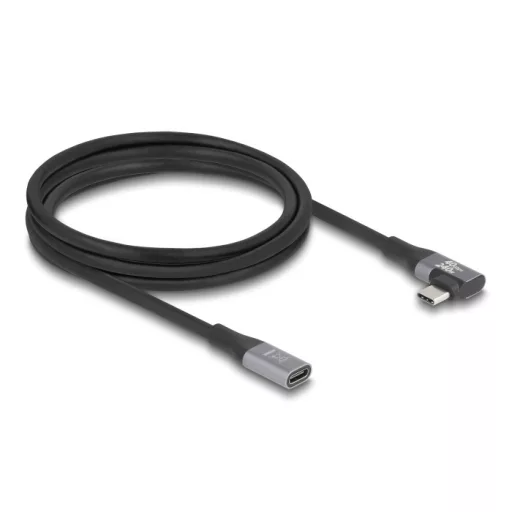 Delock USB 20 Gbps bővítőkábel, ívelt bal / jobb, USB PD 3.1 Extended Power Range 240 W 2 m (81148)