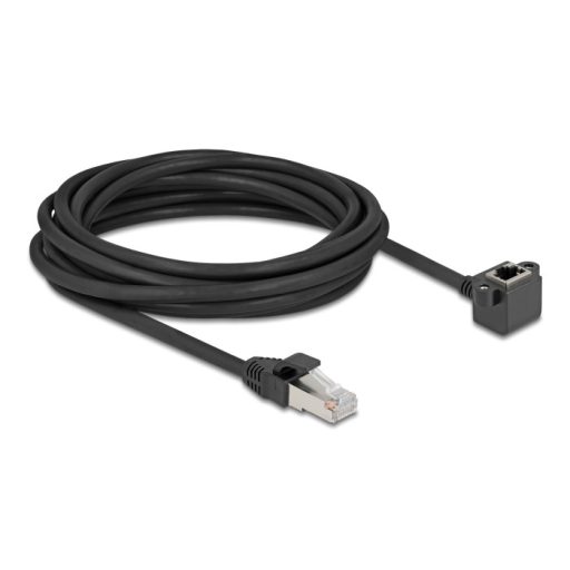 Delock Hálózat bővítő kábel RJ45 apa - RJ45 anya 90 -ban hajlított, Cat.6 F/UTP, 5 m, fekete (81159)