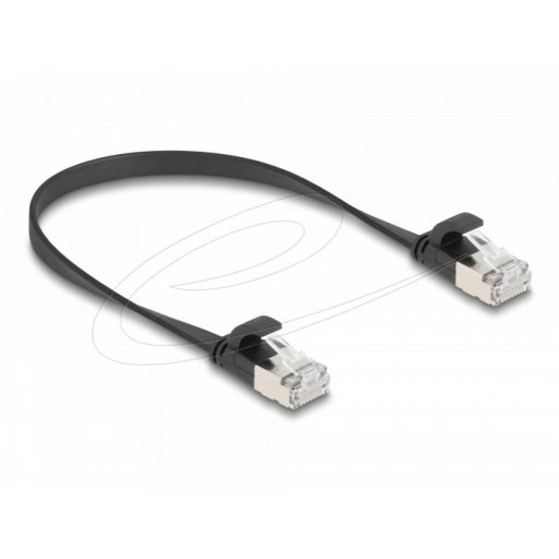 Delock RJ45 lapos patch kábelcsatlakozó a dugóhoz Cat.6A U/FTP 0,25 m fekete (81161)