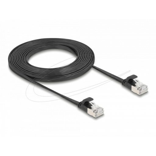 Delock RJ45 lapos patch kábelcsatlakozó a dugóhoz Cat.6A U/FTP 3 m fekete (81166)