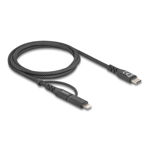 Delock 2 az 1-ben USB kábel USB Type-C  - USB Type-C  / Lightning  iPhone  és iPad  eszközökhöz 1 m MFi 60 W (81170)