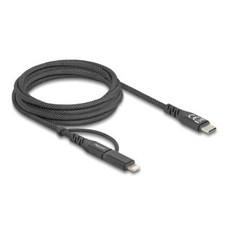   Delock 2 az 1-ben USB kábel USB Type-C  - USB Type-C  / Lightning  iPhone  és iPad  eszközökhöz 2 m MFi 60 W (81171)