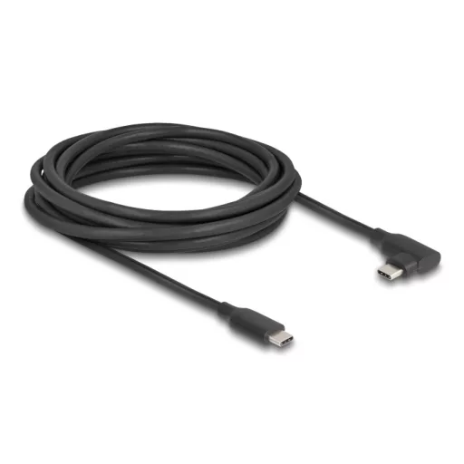 Delock Aktív USB 10 Gbps kábel USB Type-C  apa- balra / jobbra hajlított apa 5 m 8K PD 60 W E-Markerrel (81196)