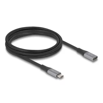   Delock USB 40 Gbps bővítő kábel USB Type-C  apa - anya PD 3.1 240 W 2 m szürke fém (81202)