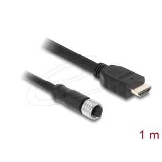   Delock M12 kábel A-kódú, 17 tűs anya- HDMI apa 1 m fekete (81217)