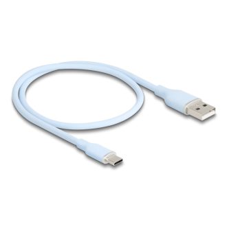   Delock USB 2.0 kábel USB A-típusú dugó - USB Type-C  dugó 0,5 m kék Szilikon (81221)