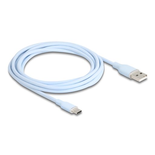 Delock USB 2.0 kábel USB A-típusú dugó - USB Type-C  dugó 2,5 m kék Szilikon (81223)
