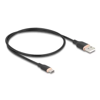   Delock USB 2.0 kábel USB A-típusú dugó - USB Type-C  dugó 0,5 m fekete Szilikon (81225)