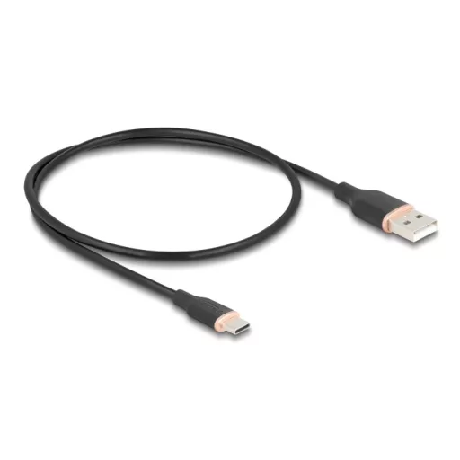 Delock USB 2.0 kábel USB A-típusú dugó - USB Type-C  dugó 0,5 m fekete Szilikon (81225)