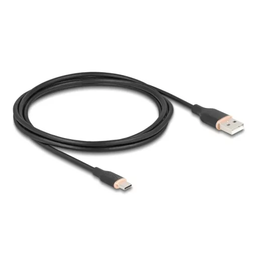 Delock USB 2.0 kábel USB A-típusú dugó - USB Type-C  dugó 2,5 m fekete Szilikon (81227)