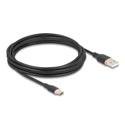 Delock USB 2.0 kábel USB A-típusú dugó - USB Type-C  dugó 4 m fekete Szilikon (81228)