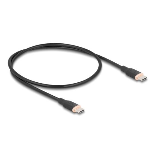 Delock USB 2.0 kábel USB Type-C  dugó - dugó PD 3.0 60 W 0,5 m fekete Szilikon (81237)