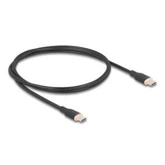   Delock USB 2.0 kábel USB Type-C  dugó - dugó PD 3.0 60 W 1 m fekete Szilikon (81238)