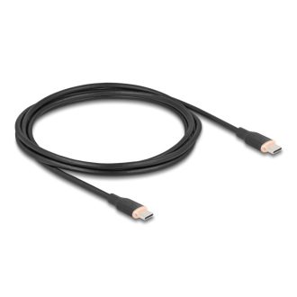   Delock USB 2.0 kábel USB Type-C  dugó - dugó PD 3.0 60 W 2,5 m fekete Szilikon (81239)