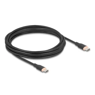   Delock USB 2.0 kábel USB Type-C  dugó - dugó PD 3.0 60 W 4 m fekete Szilikon (81240)