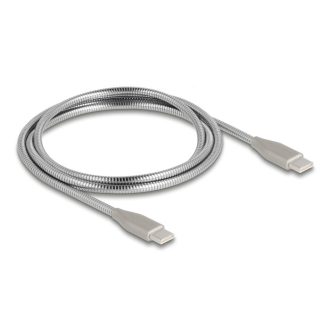   Delock USB-C  kábel USB 2.0 fém burkolattal USB Type-C  dugaszoló PD 3.0 60 W 1 m ezüst (81259)