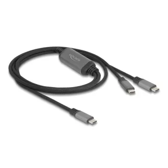   Delock USB-C  Y-kábel 1 x apa - 2 x apa PD 3.0 100 W intelligens tápelosztás 1,2 m (81271)