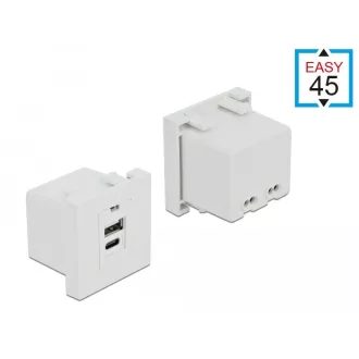   Delock Easy 45 USB töltő port modul 1 x A-típusú és 1 x USB Type-C  csatlakozó felülettel (81313)