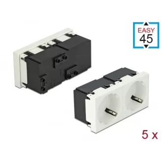   Delock 45 x 45 mm méretű, 2 modulos 45  elrendezésű Easy 45 földelt hálózati csatlakozóaljzat 5 dara (81322)