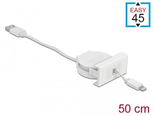 Delock Easy 45 modul USB 2.0 behúzhatós kábel A-típusú USB - 8 tűs Lightning anya fehér