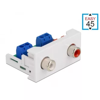   Delock Easy 45 modul, 2 x RCA anya csatlakozó, 22,5 x 45 mm (81338)