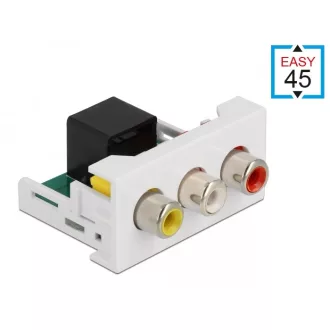   Delock Easy 45 modul, 3 x RCA anya - RJ45 anya port 22,5 x 45 mm (81342)