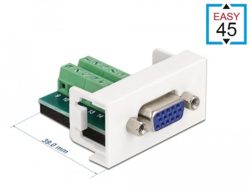 Delock Easy 45 modul VGA aljzat 16 tűs csatlakozóblokkba 22,5 x 45 mm-es (81346)