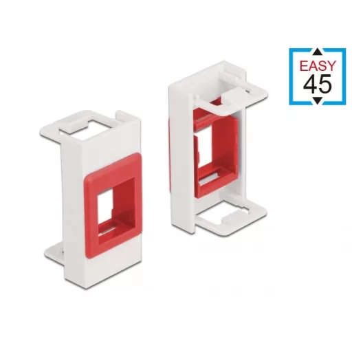 Delock Easy 45 Modul Keystone tartó 22,5 x 45 mm, fehér / piros (81355)