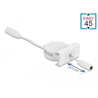  Delock Easy 45 modulos visszahúzható kábel DC 5,5 x 2,1 mm anya / anya, fehér (81376)