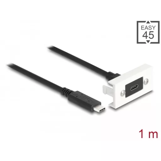 Delock Easy 45 modul SuperSpeed USB 10 Gbps (USB 3.2 Gen 2) USB Type-C  anya - USB Type-C  apa rövid kábellel, 22,5 x 45 mm (81386)