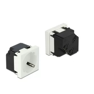   Delock 45 x 45 mm méretű, 45  elrendezésű Easy 45 földelt hálózati csatlakozóaljzat (81422)