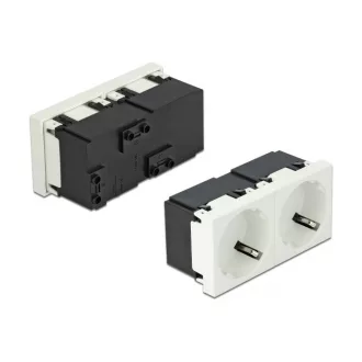   Delock 45 x 45 mm méretű, 2 modulos 45  elrendezésű Easy 45 földelt hálózati csatlakozóaljzat (81423)