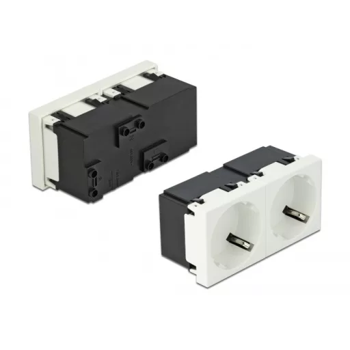 Delock 45 x 45 mm méretű, 2 modulos 45  elrendezésű Easy 45 földelt hálózati csatlakozóaljzat (81423)