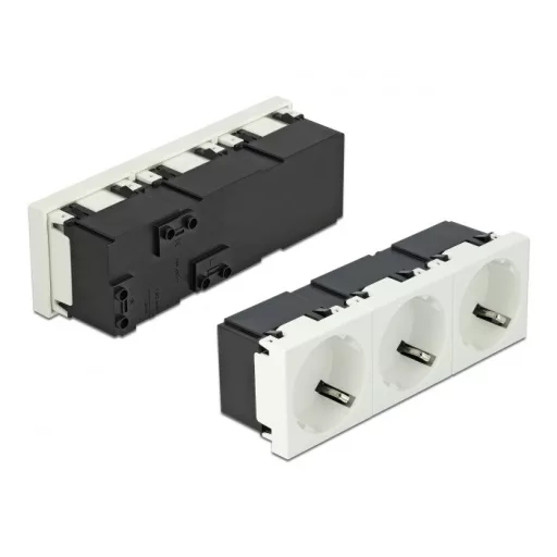 Delock 45 x 45 mm méretű, 3 modulos 45  elrendezésű Easy 45 földelt hálózati csatlakozóaljzat (81424)