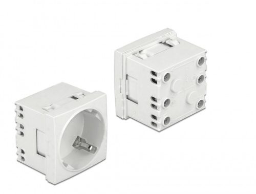 Delock 45 x 45 mm méretű, bővíthető, 45  elrendezésű Easy 45 földelt hálózati csatlakozóaljzat (81425)