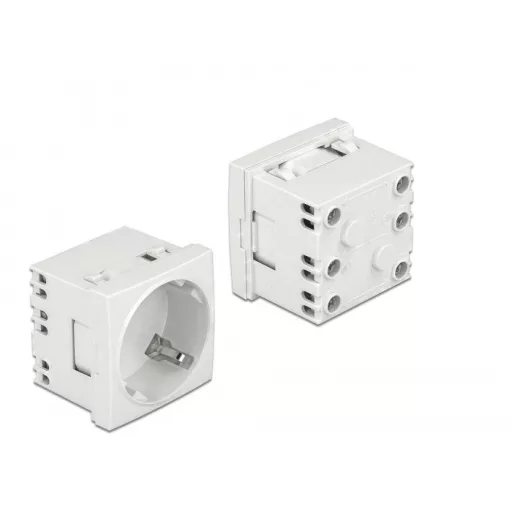 Delock 45 x 45 mm méretű, bővíthető, 45  elrendezésű Easy 45 földelt hálózati csatlakozóaljzat (81425)
