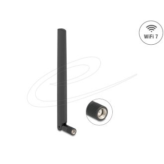   Delock WiFi 7 antenna RP-SMA-dugó 2,0 - 4,4 dBi 17 cm mindenirányú, dönthető csatlakozással (fekete színű) (81452)