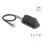 Delock WiFi 7 antenna 2 x RP-SMA-dugó 2,4 - 4,0 dBi irányítatlan, mágneses talppal és csatlakozókábellel ULA100 1 m, kültéri, fekete (81454)