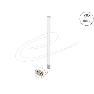   Delock WiFi 7 antenna N-dugó 4,5 - 6,6 dBi 32 cm irányítatlan, rögzített, kültéri, fehér (81455)