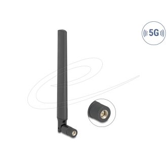   Delock 5G 3,4 - 5,0 GHz antenna SMA-dugó 4,7 dBi irányított, csuklós csatlakozó, fekete (81466)