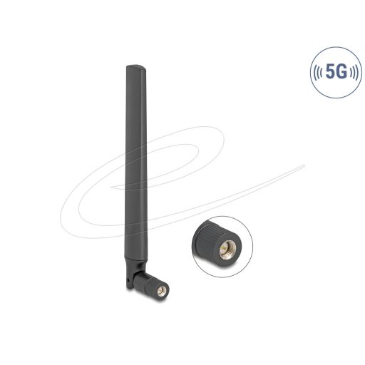 Delock 5G 3,4 - 5,0 GHz antenna SMA-dugó 4,7 dBi irányított, csuklós csatlakozó, fekete (81466)