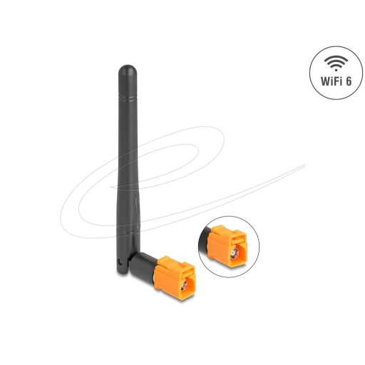 Delock WiFi 6 Antenna FAKRA M anya 2,5 - 3,0 dBi többirányú, dönthető csatlakozással fekete (81493)