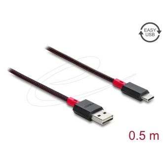  Delock EASY-USB 2.0 kábel A-típusú csatlakozódugó - USB Type-C  csatlakozódugó, 0,5 m, fekete (81541)