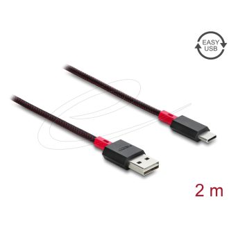   Delock EASY-USB 2.0 kábel A-típusú csatlakozódugó - USB Type-C  csatlakozódugó, 2 m, fekete (81543)