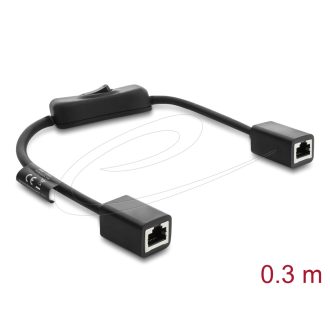   Delock RJ45 kábel, hüvely csatlakozó aljzat, kapcsolóval, Cat.6 F/UTP, 0,3 m   fekete (81565)
