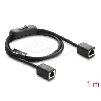   Delock RJ45 kábel, hüvely csatlakozó aljzat, kapcsolóval, Cat.6 F/UTP, 1 m   fekete (81566)