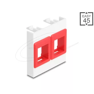   Delock Easy 45 modul két Keystone tartóval, 45 x 45 mm, fehér / piros (81580)