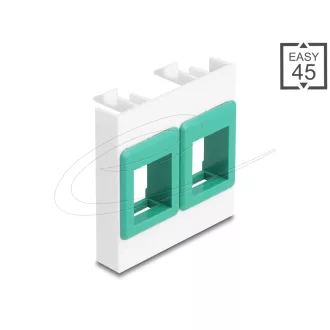   Delock Easy 45 modul két Keystone tartóval, 45 x 45 mm, fehér / zöld (81583)