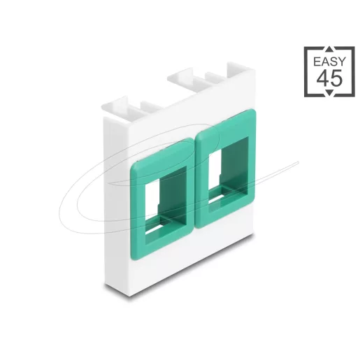 Delock Easy 45 modul két Keystone tartóval, 45 x 45 mm, fehér / zöld (81583)